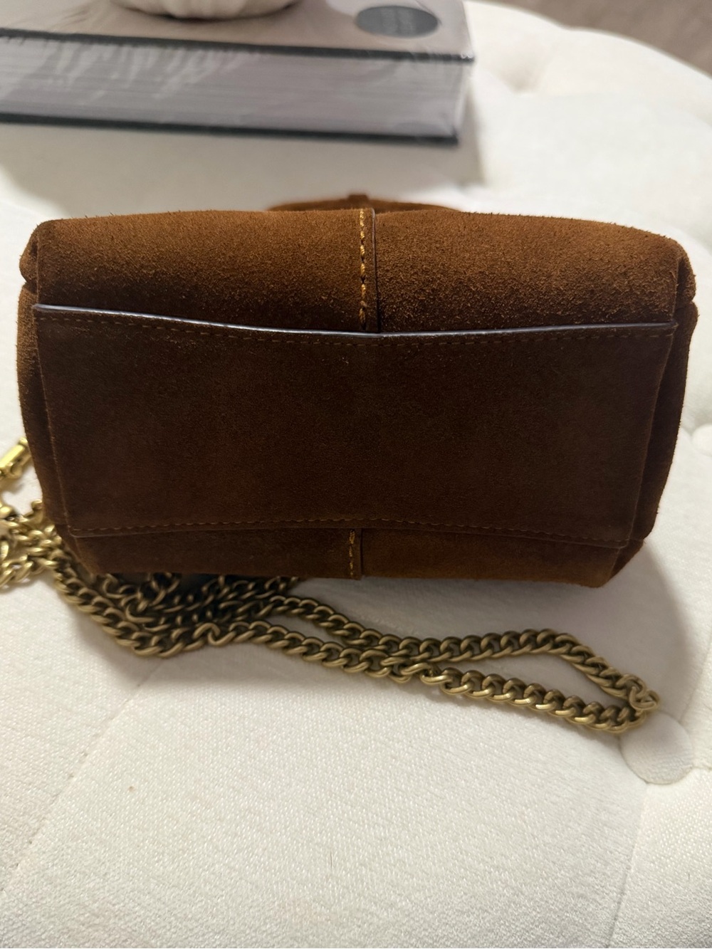 Coach Suede Lana 19 Tote Bag with Chain crossbody strap - Picture 6 of 12
